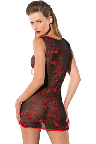 Guilty Pleasure Fetish Datex GPD-710056 gennemsigtig kort mønstret kjole