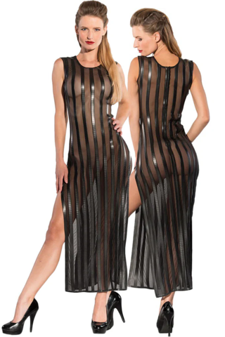 Guilty Pleasure Fetish Latex GPD-710118 sexy stribet lang kjole med slids