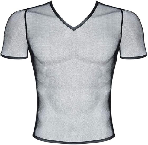 Herre T-shirt i mesh fra Regnes Fetish Planet