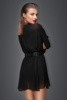 Kort kjole F150 fra Noir Handmade i gennemsigtigt Chiffon med bælte og halspynt