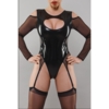 Body i Lak/PVC med lange ærmer i mesh fra Demoniq